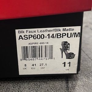 Black faux leather 6in heel